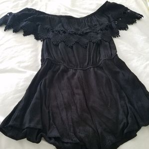 Black Off Shoulder Dressy Romper